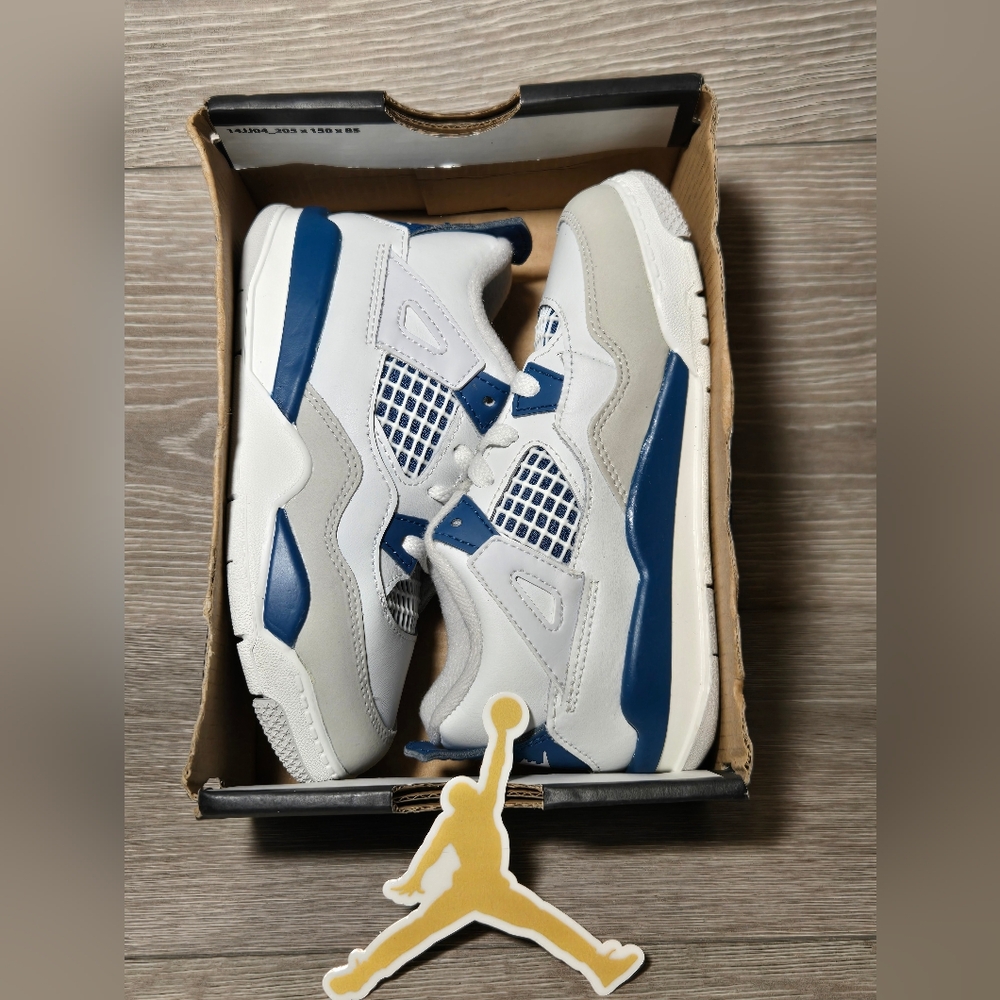 Jordan Toddlers Air Jordan 4 Retro Shoes Military Blue White Size 10C New - Picture 4 of 6